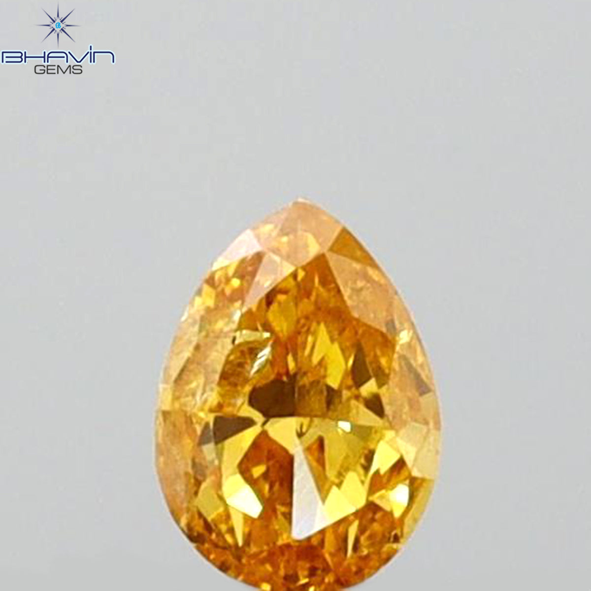 0.10 CT ペアシェイプ 天然ダイヤモンド オレンジカラー SI2 クラリティ (3.63 MM)