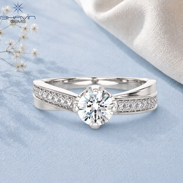 Elegant Round Cut Diamond Solitaire Ring with Twisted Split Shank Setting