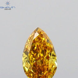 0.08 CT Pear Shape Natural Diamond Orange Color VS1 Clarity (3.76 MM)