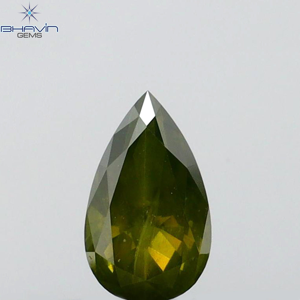 0.23 CT ペアシェイプ ナチュラル ダイヤモンド グリーン カラー I2 クラリティ (6.27 MM)