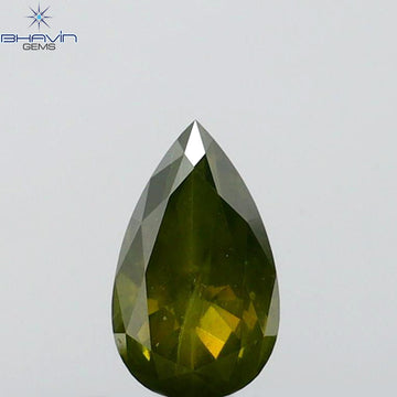 0.23 CT ペアシェイプ ナチュラル ダイヤモンド グリーン カラー I2 クラリティ (6.27 MM)