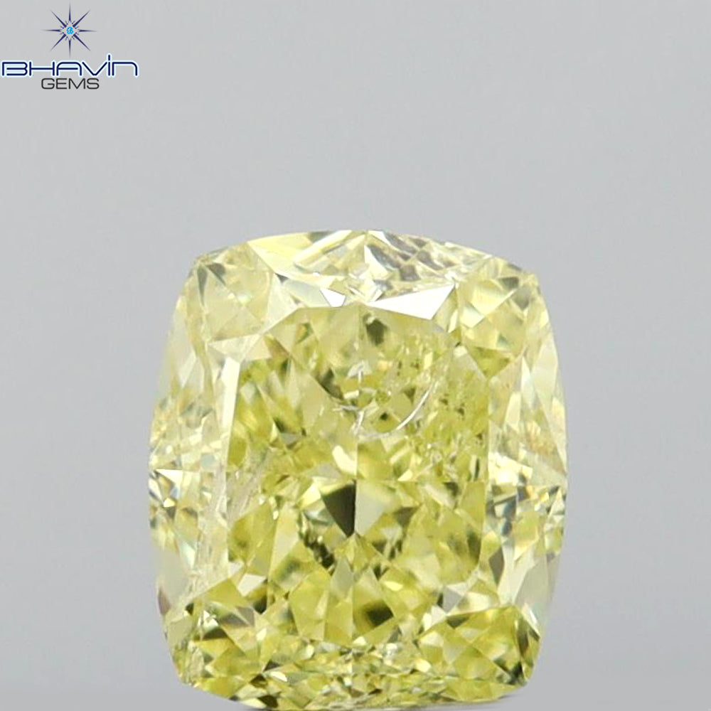 1.01 CT Cushion Diamond Yellow Color Natural Diamond I2 Clarity (5.90 MM)