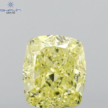 1.01 CT クッションダイヤモンド イエローカラー 天然ダイヤモンド I2 クラリティ (5.90 MM)