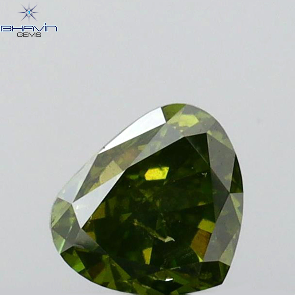 0.24 CT ハート シェイプ ナチュラル ダイヤモンド グリーン カラー SI1 クラリティ (4.11 MM)