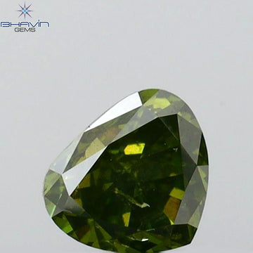 0.24 CT ハート シェイプ ナチュラル ダイヤモンド グリーン カラー SI1 クラリティ (4.11 MM)