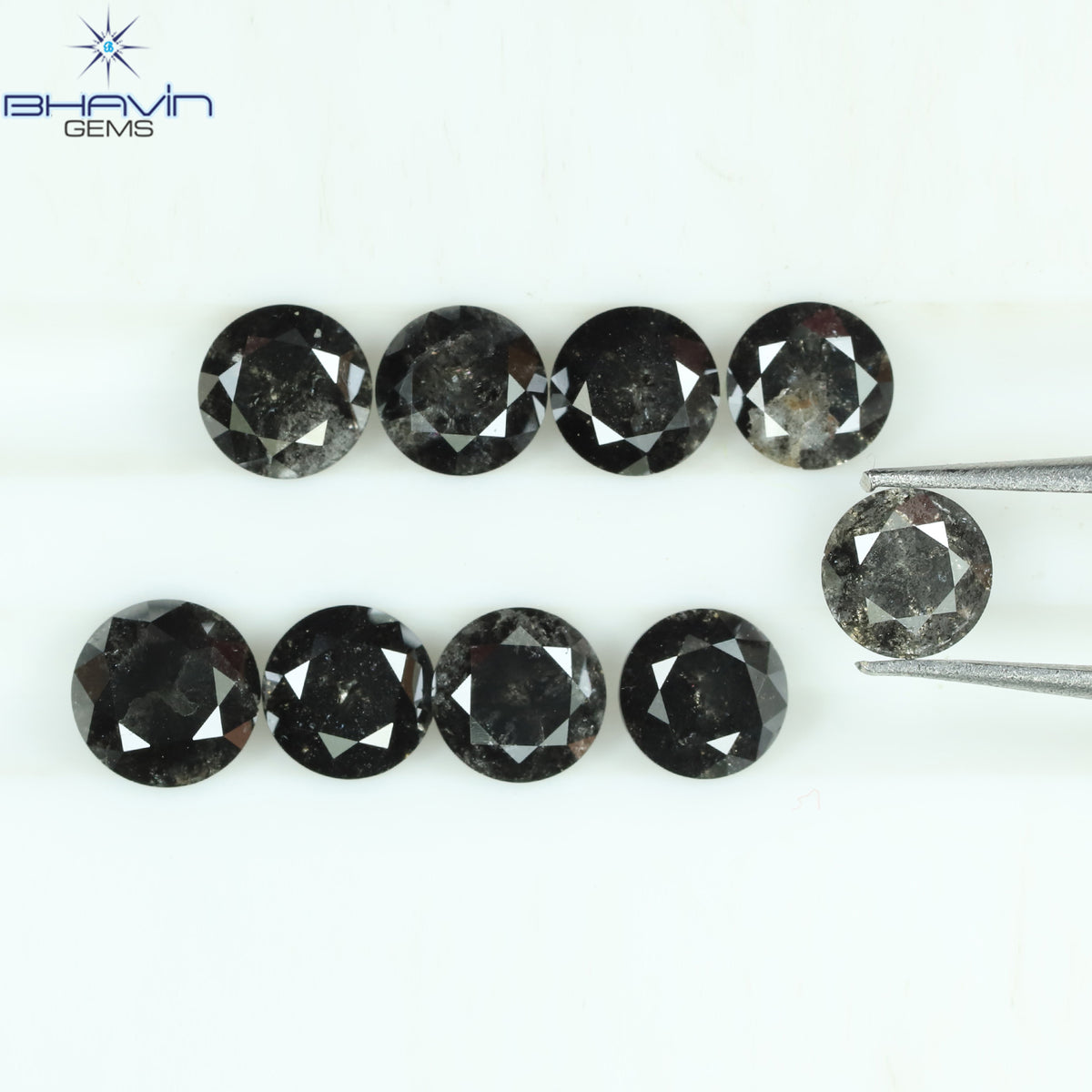 1.00 CT/6 個 ラウンド シェイプ ナチュラル ルース ダイヤモンド ソルト アンド ペッパー カラー I3 クラリティ (3.52 MM)