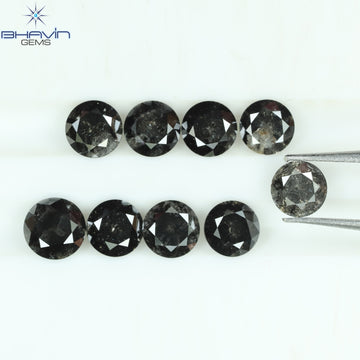 1.00 CT/6 個 ラウンド シェイプ ナチュラル ルース ダイヤモンド ソルト アンド ペッパー カラー I3 クラリティ (3.52 MM)