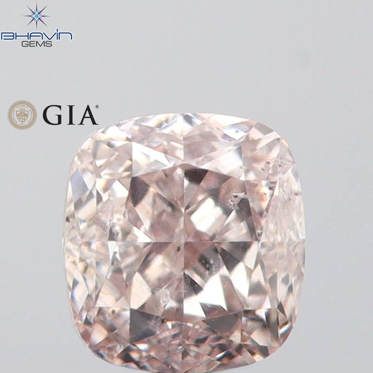 GIA Certified 0.41 CT Natural Cushion Diamond Light Brown-Pink Color Clarity SI2 (4.06 MM)