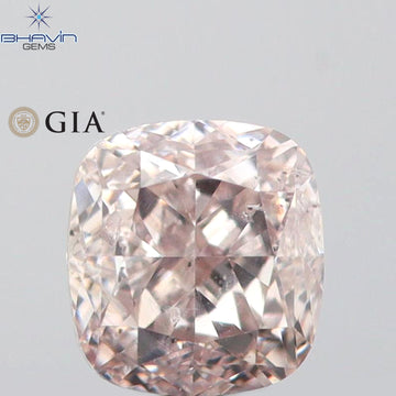 GIA Certified 0.41 CT Natural Cushion Diamond Light Brown-Pink Color Clarity SI2 (4.06 MM)