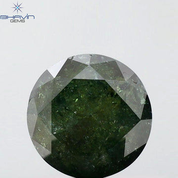 2.39 CT Round Shape Natural Diamond Enhanced Green Color I3 Clarity (8.12 MM)