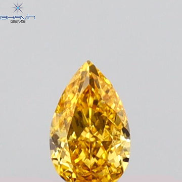 0.12 CT Pear Shape Natural Diamond Orange Color VS1 Clarity (4.03 MM)