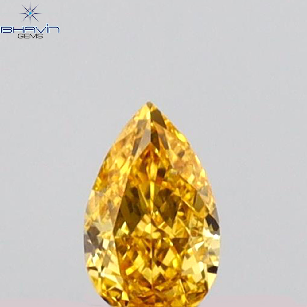 0.12 CT Pear Shape Natural Diamond Orange Color VS1 Clarity (4.03 MM)