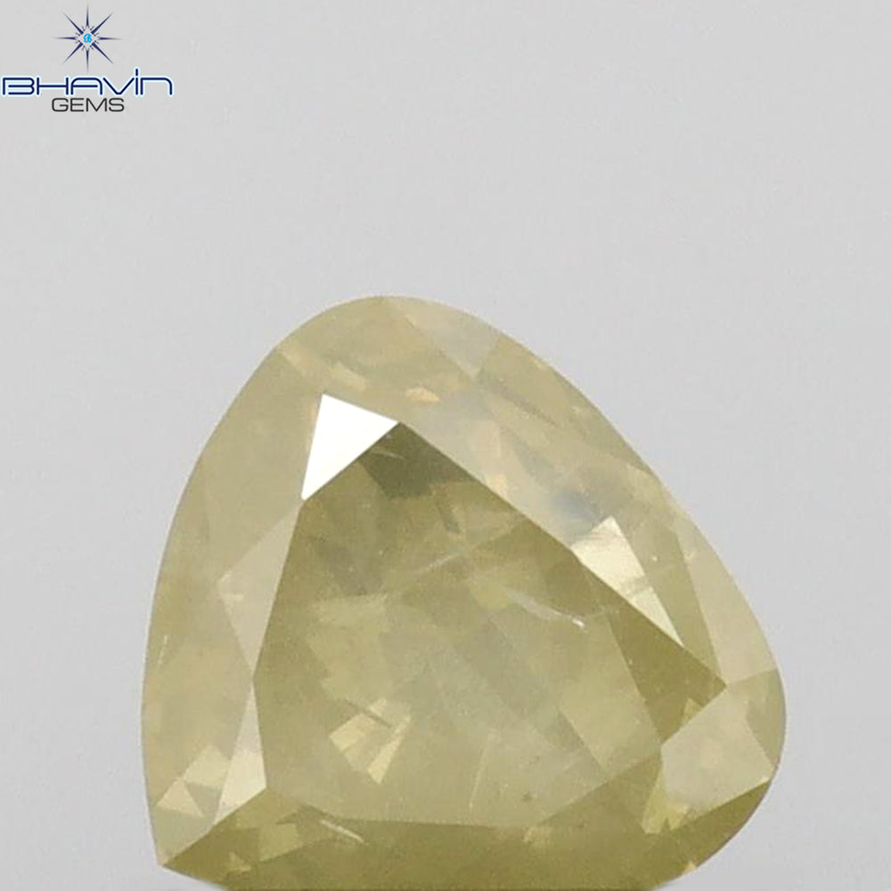 0.74 CT Heart Shape Natural Diamond Green Yellow Color I3 Clarity (5.20 MM)