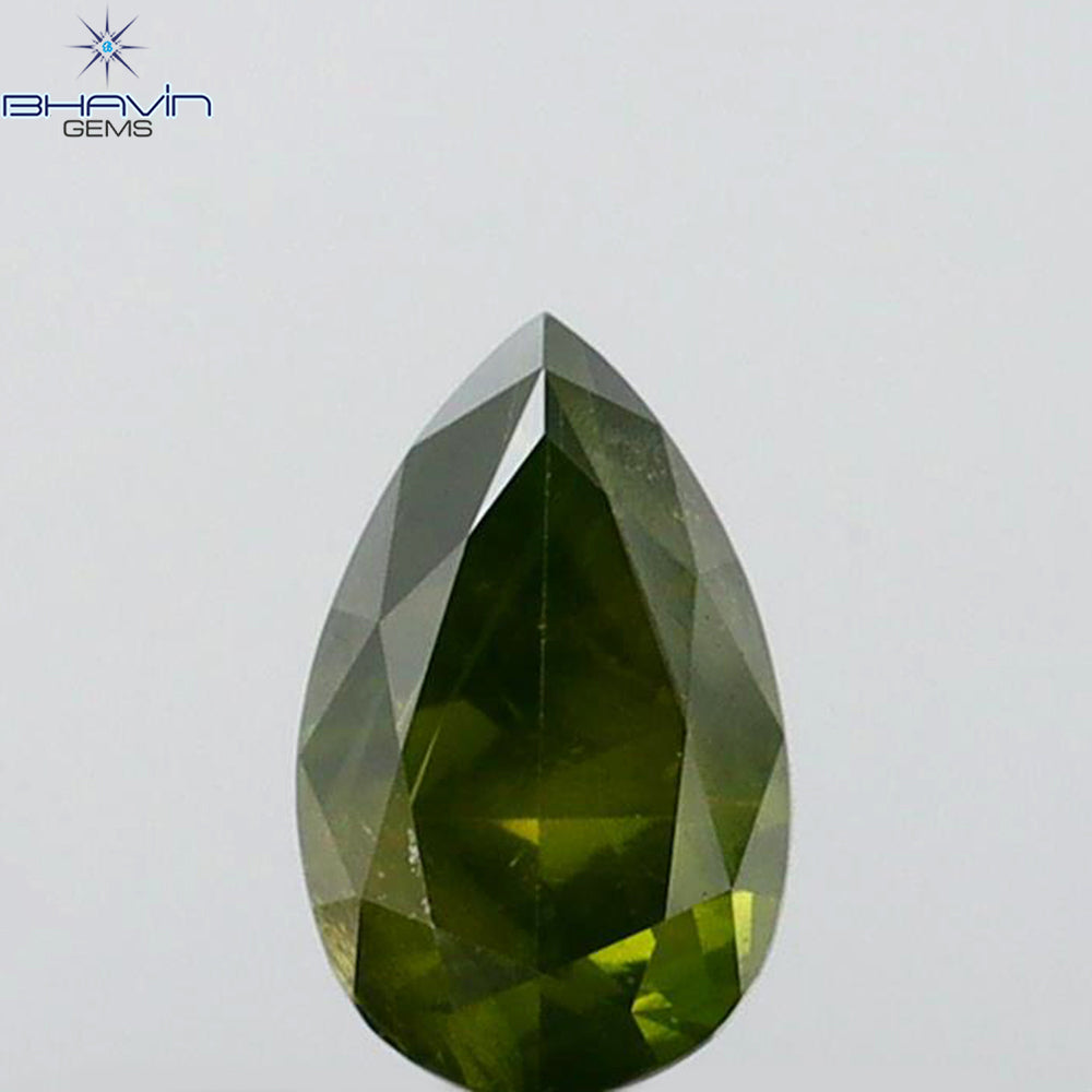 0.34 CT Pear Shape Natural Diamond Green Color SI2 Clarity (5.40 MM)