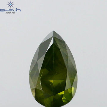 0.34 CT Pear Shape Natural Diamond Green Color SI2 Clarity (5.40 MM)