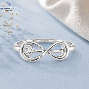 Elegant Infinity Symbol Diamond Ring with Bezel Set Round Diamond