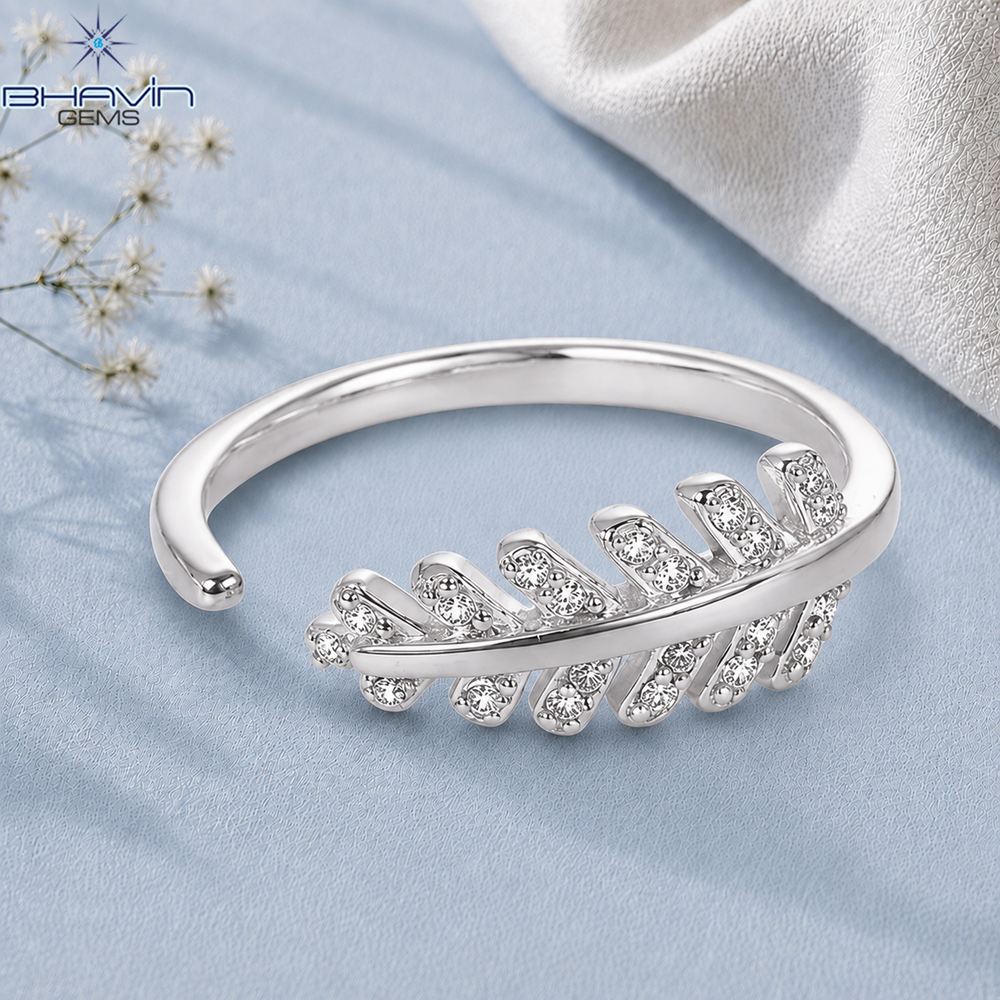 Elegant Diamond Leaf Wrap Open Toe Ring