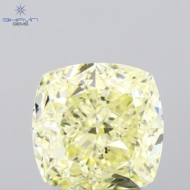 1.02 CT Cushion Shape Natural Diamond Yellow Color SI1 Clarity (5.38 MM)