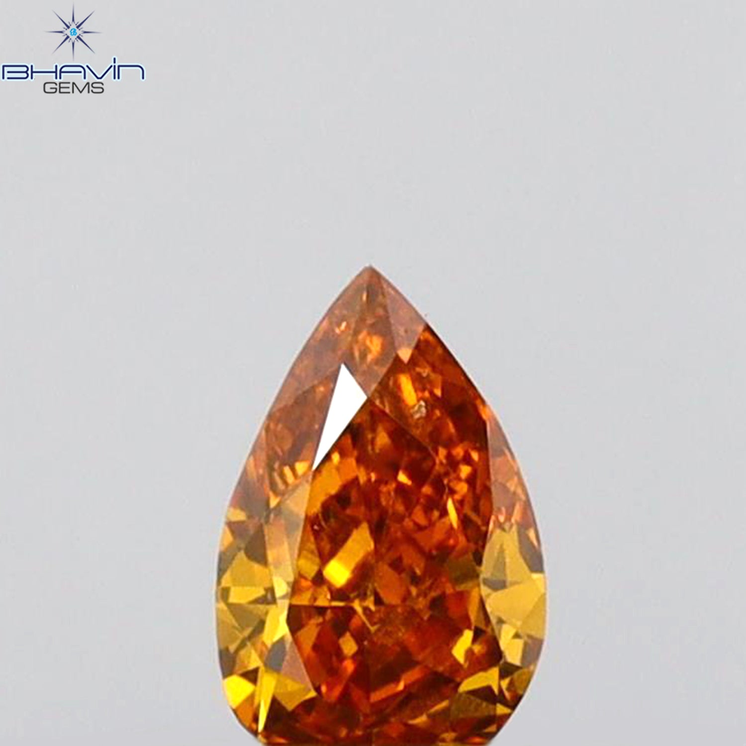 0.21 CT Pear Shape Natural Diamond Orange Color VS1 Clarity (5.04 MM)