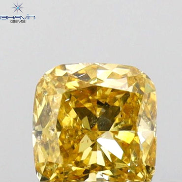 0.36 CT Cushion Shape Natural Diamond Orange (Chameleon) Color SI1 Clarity (4.15 MM)