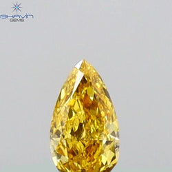 0.07 CT Pear Shape Natural Diamond Orange Yellow Color VS1 Clarity (3.84 MM)