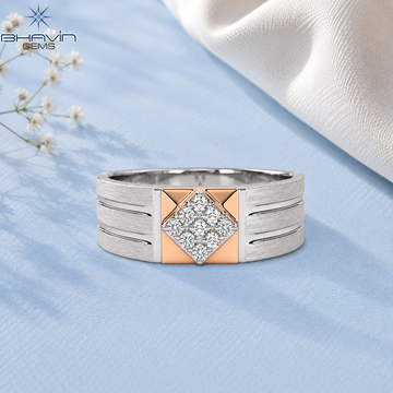 Men’s Two-Tone Diamond Cluster Wide Band Ring