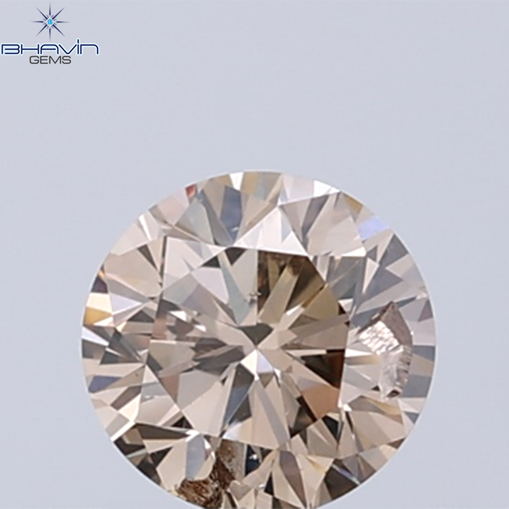 0.34 CT Natural Round Diamond Brown Color Clarity SI1 (4.37 MM)