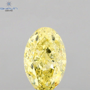 GIA Certified 1.02 CT Natural Oval Diamond Fancy Yellow Color Clarity I2 (7.45 MM)