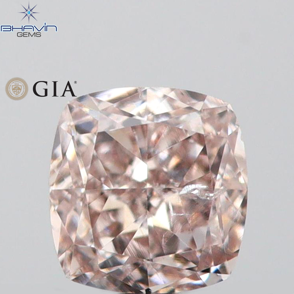 GIA Certified 0.30 CT Cushion Diamond Pink Brown Color Natural Loose Diamond I1 Clarity (3.85 MM)