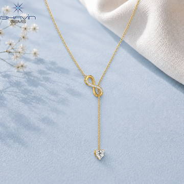 Infinity Heart Diamond Drop Lariat Necklace
