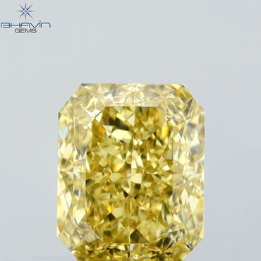 1.05 CT Radiant Shape Natural Diamond Brown Yellow Color VSI Clarity (6.76 MM)