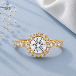Round Halo Diamond Engagement Ring with Diamond Band
