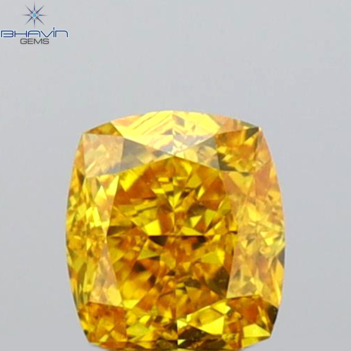 GIA Certified 0.25 CT Cushion Diamond Orange Yellow Color Natural Diamond SI1 Clarity (3.73 MM)