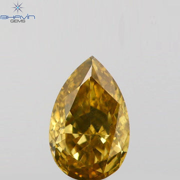 0.17 CT ペアシェイプ 天然ダイヤモンド グリーン（カメレオン）カラー VS2 クラリティ（4.14 MM）