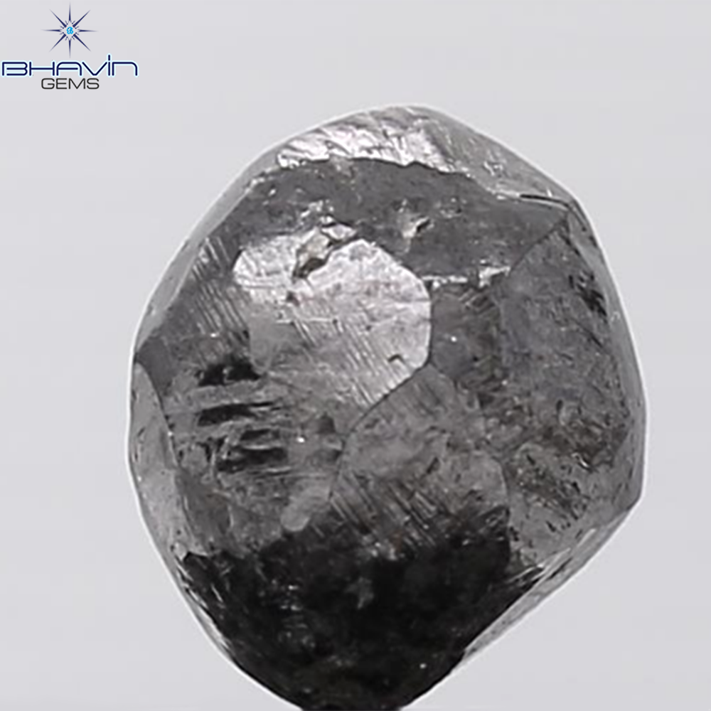 0.44 CT ラフシェイプ ナチュラル ダイヤモンド ブラック グレー (ソルト アンド パッパー) カラー I3 クラリティ (4.95 MM)
