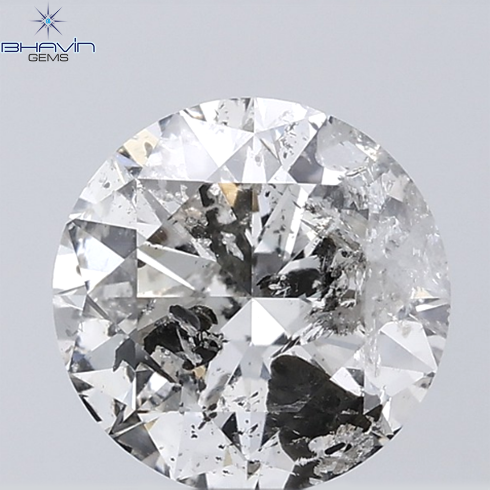 0.44 CT ラフシェイプ ナチュラル ダイヤモンド ブラック グレー (ソルト アンド パッパー) カラー I3 クラリティ (4.95 MM)