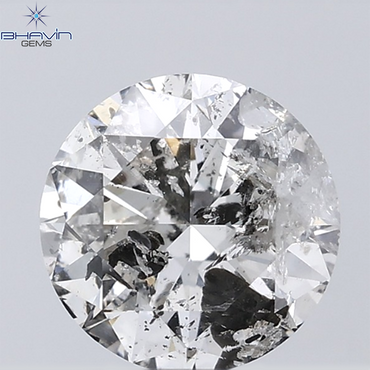 0.44 CT ラフシェイプ ナチュラル ダイヤモンド ブラック グレー (ソルト アンド パッパー) カラー I3 クラリティ (4.95 MM)