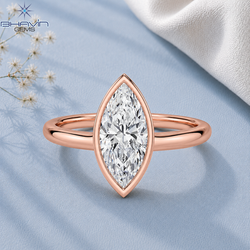 Marquise Cut Bezel Set Solitaire Engagement Ring in Rose Gold