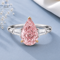 Pear Pink Diamond Three Stone Engagement Ring