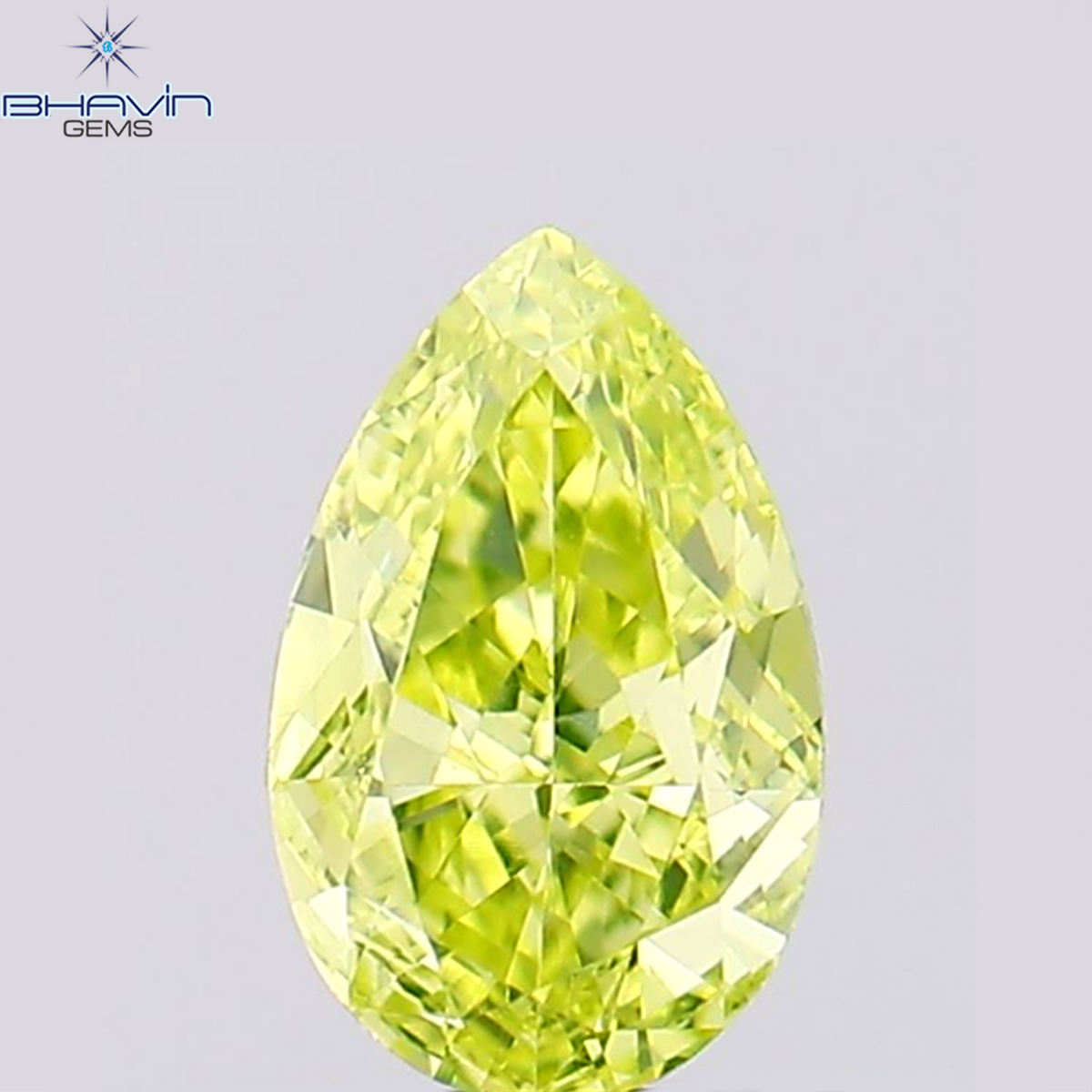 0.38 CT ペアシェイプ ナチュラル ダイヤモンド 緑がかった黄色 VS1 クラリティ (5.55 MM)