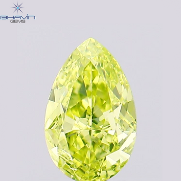 0.41 CT Pear Shape Natural Diamond Greenish Yellow Color VS1 Clarity (6.00 MM)