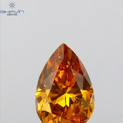 0.23 CT Pear Shape Natural Diamond Orange Color I1 Clarity (4.90 MM)