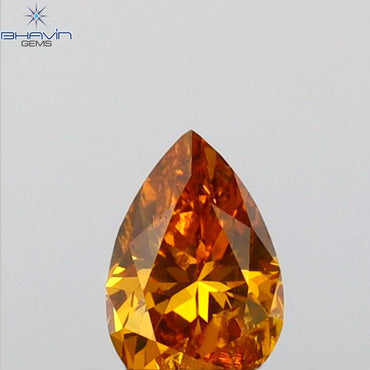 0.23 CT Pear Shape Natural Diamond Orange Color I1 Clarity (4.90 MM)