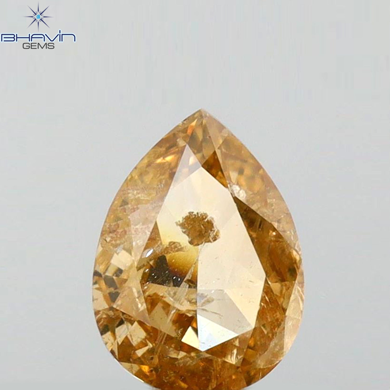 0.94 CT Pear Shape Natural Diamond Brown Color I2 Clarity (7.00 MM)