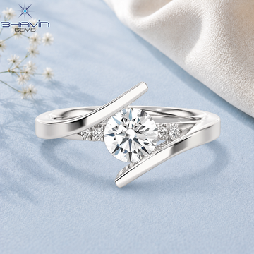 Modern Round Cut Diamond Bypass Ring with Elegant Crossover Setting