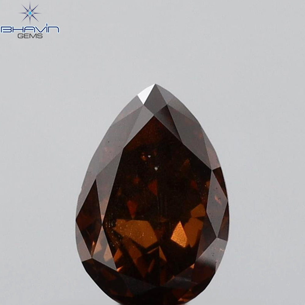 0.51 CT Pear Shape Natural Diamond Red Brown Color SI1 Clarity (6.26 MM)