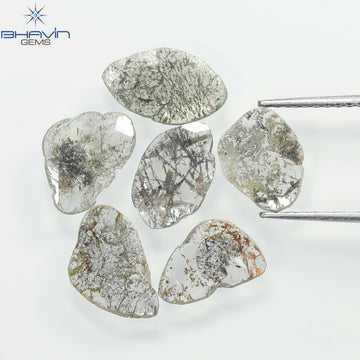 2.68 CT/6 Pcs Natural Slice Diamond Salt and Pepper Color Clarity I3 (10.12 MM)