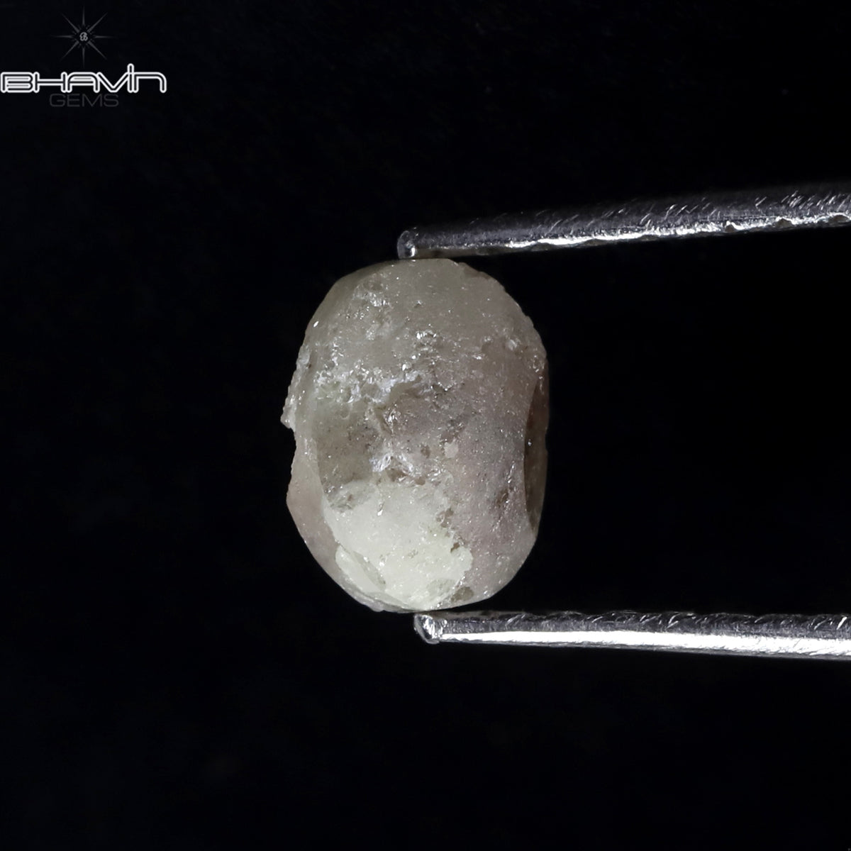 1.05 CT、ノーカット ポルキ シェイプ、天然ダイヤモンド、ブルー カラー、I3 クラリティ (5.42 MM)