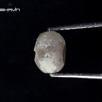 1.05 CT、ノーカット ポルキ シェイプ、天然ダイヤモンド、ブルー カラー、I3 クラリティ (5.42 MM)