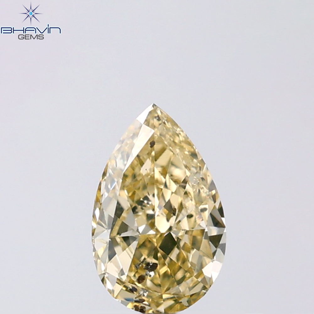 1.01 CT Pear Shape Natural Diamond Brown Yellow Color SI2 Clarity (7.99 MM)